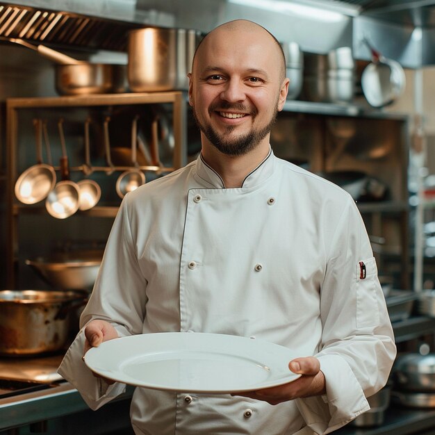 šéfkuchár s tanierom